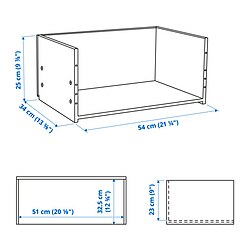 Ilustración de medidas - BESTÅ estructura de gaveta