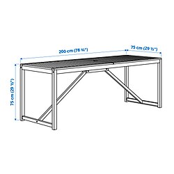 Ilustración de medidas - NÄMMARÖ mesa con 6 sillas reposabrazos, exterior