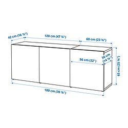 Measurement Illustration - BESTÅ display cabinet with doors
