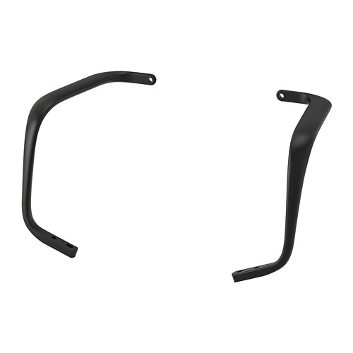 Black LÅNGFJÄLL chair armrests, aluminum frame, curved design, powder-coated finish.