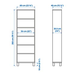 Ilustración de medidas - BESTÅ librería con pata STUBBARP