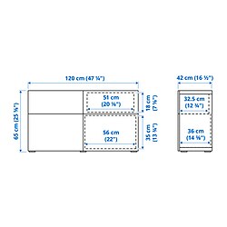 Measurement Illustration - BESTÅ sideboard with drawer runner, push-open
