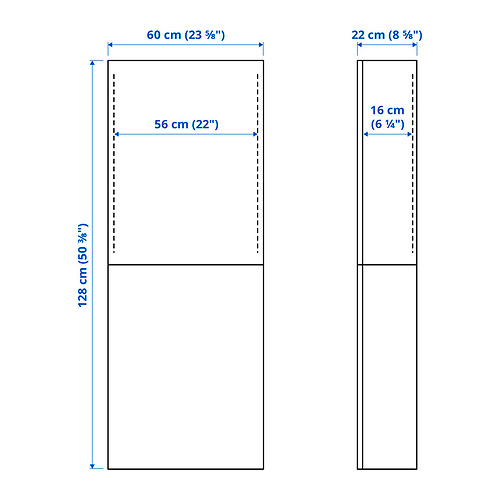 Measurement Illustration - BESTÅ Wall cabinet with 2 doors