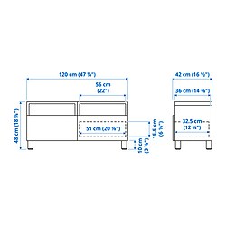 Measurement Illustration - BESTÅ TV bench with drawer runner, push-open