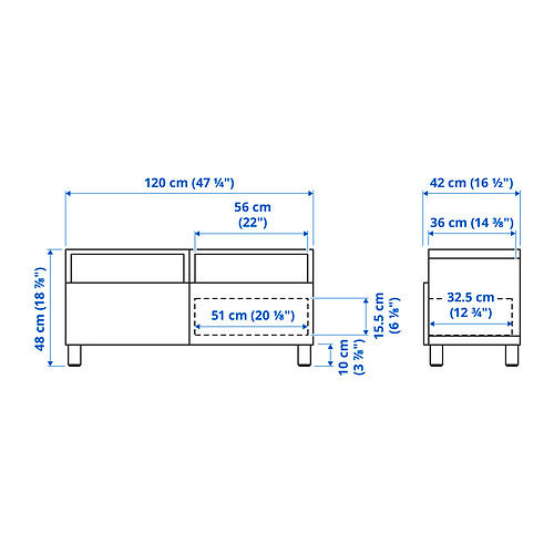 BESTÅ, TV bench with drawer runner, push-open. 9 of 9 open dialog