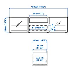 Measurement Illustration - BESTÅ TV bench with drawer runner, soft-closing