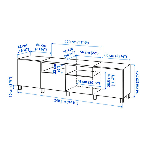 BESTÅ, TV bench with drawer runner, push-open. 9 of 9 open dialog