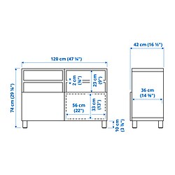 Measurement Illustration - BESTÅ TV unit with doors