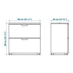 Measurement Illustration - GALANT 2-drawer filing cabinet