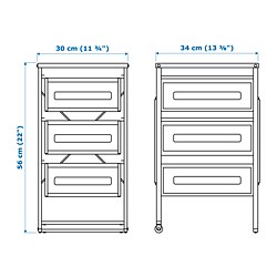 Measurement Illustration - LENNART 3-drawer filing cabinet