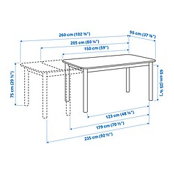Measurement Illustration - STRANDTORP extendable dining table