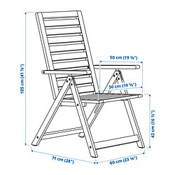 Measurement Illustration - NÄMMARÖ outdoor foldable reclining chair