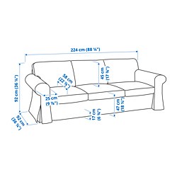 Ilustración de medidas - UPPLAND sofá 3 plazas