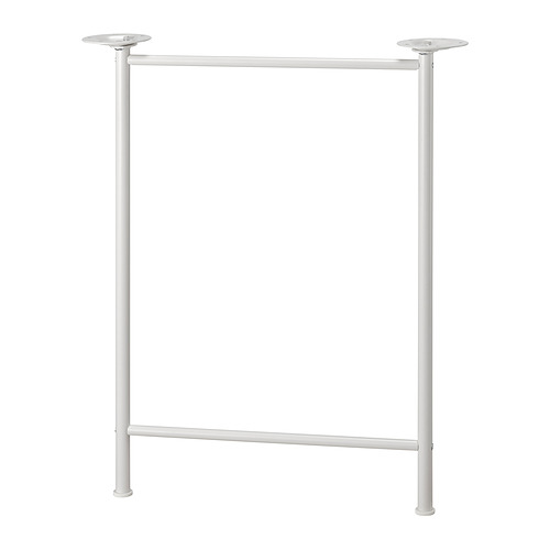 LAGKAPTEN: estructura de mesa de metal blanco, rectangular, diseño moderno, pies ajustables.