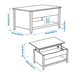 Measurement Illustration - VITTERYD adjustable coffee table
