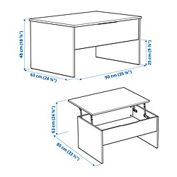 Measurement Illustration - ÖSTAVALL adjustable coffee table