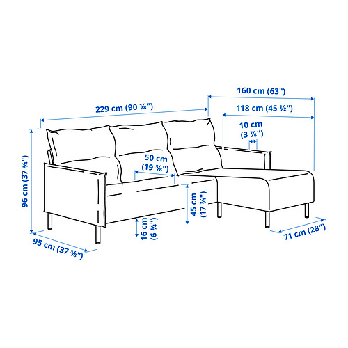 MANNARP, sofa with chaise. 11 of 11 open dialog