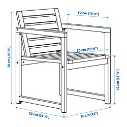 Measurement Illustration - NÄMMARÖ table and 4 armchairs, outdoor