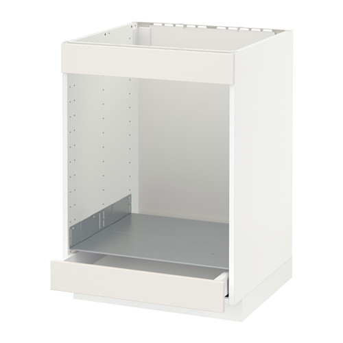 Mueble de cocina METOD blanco, rectangular, con cajón liso, acero y tablero de partículas.