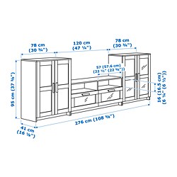 Measurement Illustration - BRIMNES TV storage combination/glass doors