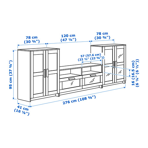 BRIMNES, TV storage combination/glass doors. 6 of 6 open dialog