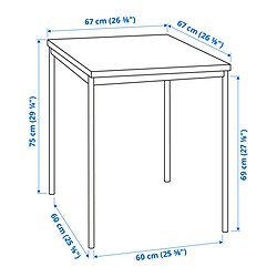 Ilustración de medidas - SANDSBERG/KÄTTIL mesa y 2 sillas