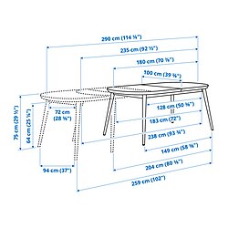 Measurement Illustration - TJÄRKIL extendable table