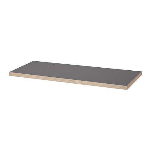 Escritorio LAGKAPTEN: tablero gris, núcleo de madera, forma rectangular, diseño simple.