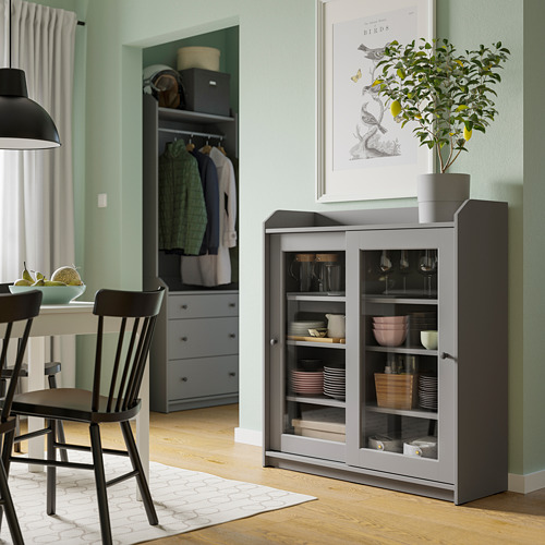 HAUGA, glass-door cabinet. 2 of 9 open dialog
