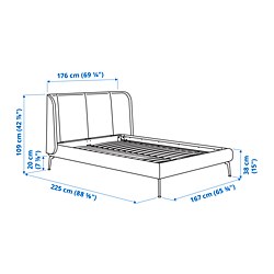 Measurement Illustration - TUFJORD upholstered Queen bed 