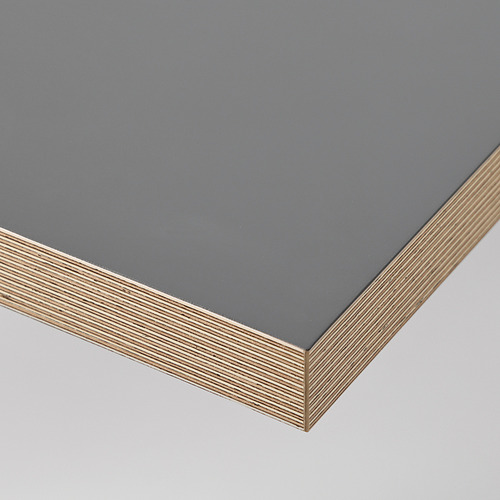 Escritorio LAGKAPTEN: tablero gris, canto elegante, diseño robusto, acabado de alta calidad.