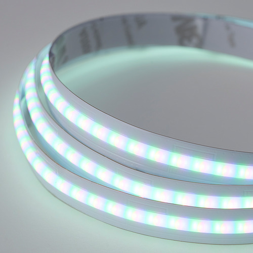 Spiral of bright, multi-colored led lights, showing high-quality, flexible design.