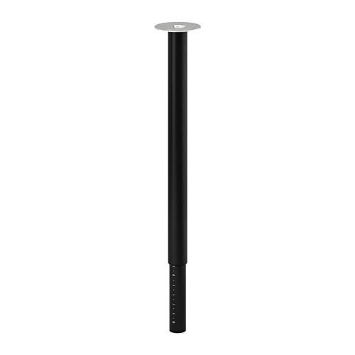 LAGKAPTEN: pata de mesa ajustable de metal negro, tapa plateada, liviana, respetuosa con el medio ambiente.
