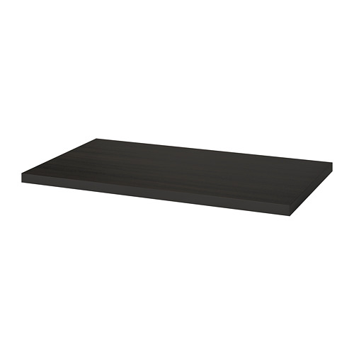 Un tablero rectangular negro de la serie LINNMON de ikeas, elegante y moderno, listo para el montaje.