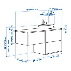 Ilustración de medidas - ÄNGSJÖN/OXMYREN tocador de baño