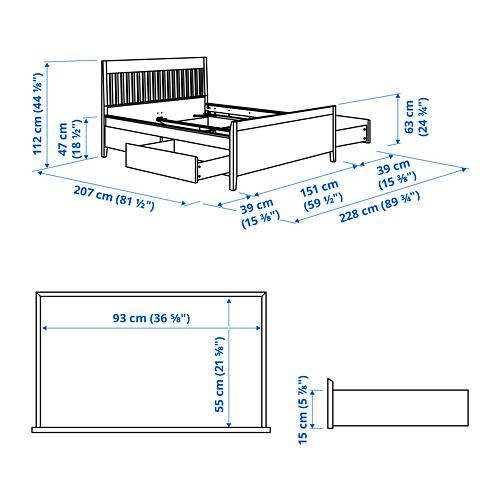 Illustration with measurements for the product: IDANÄS.