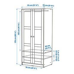 Ilustración de medidas - RAKKESTAD closet