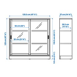 Ilustración de medidas - TONSTAD armario con puertas corredizas vidrio