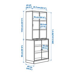 Ilustración de medidas - TONSTAD armario con puertas corredizas