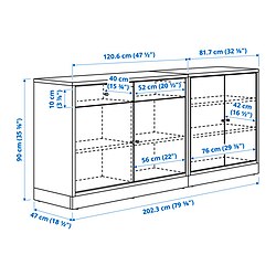 Ilustración de medidas - TONSTAD combinación almacenaje con puertas