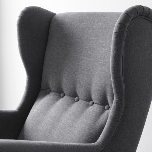 STRANDMON, wing chair with ottoman. 3 of 7 open dialog