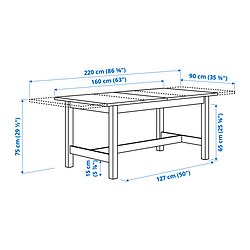 Ilustración de medidas - KARSKÄR mesa extensible