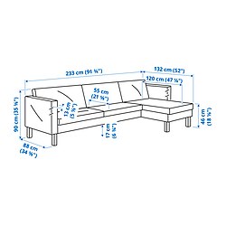 Measurement Illustration - SALTSJÖBADEN sofa with chaise