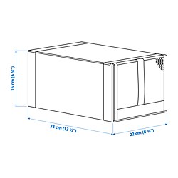 Ilustración de medidas - SKUBB caja para zapatos, juego de 4