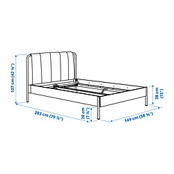 Measurement Illustration - TÄLLÅSEN upholstered Full bed with mattress