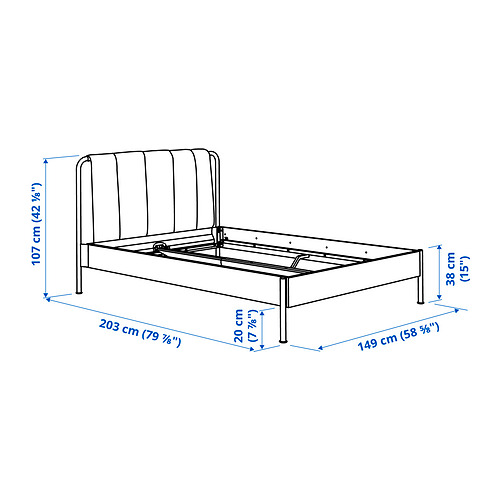 TÄLLÅSEN, upholstered Full bed with mattress. 15 of 16 open dialog