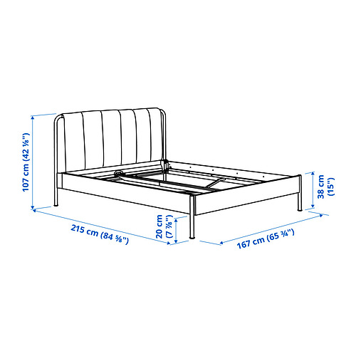 TÄLLÅSEN, upholstered  Queen bed with mattress. 14 of 15 open dialog