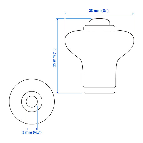 Measurement Illustration - KLINGSTORP knob