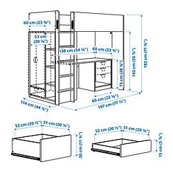 Measurement Illustration - SMÅSTAD loft bed