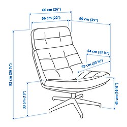 Measurement Illustration - HAVBERG swivel chair